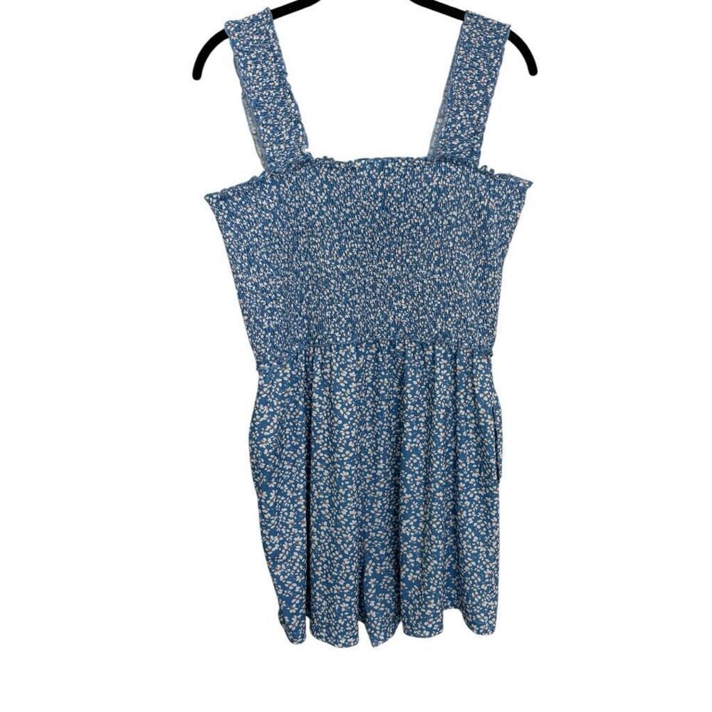 Caracilia Romper Shorts Pockets Sz Medium 97% Polyester 3% Elastane Blue Floral - Picture 5 of 8